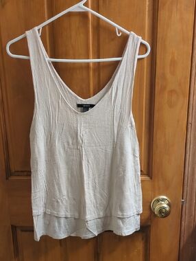 Forever 21 Cream Layered V-Neck Tank Top